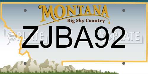 ZJBA92 Montana License Plate