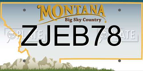 ZJEB78 Montana License Plate