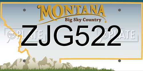 ZJG522 Montana License Plate
