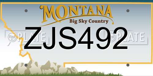 ZJS492 Montana License Plate
