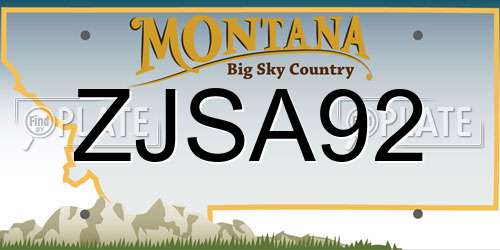 ZJSA92 Montana License Plate