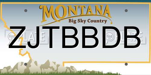 ZJTBBDB Montana License Plate
