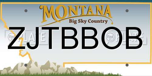 ZJTBBOB Montana License Plate