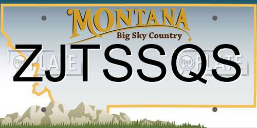 ZJTSSQS Montana License Plate