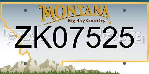 ZK07525 Montana License Plate