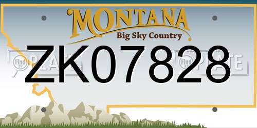 ZK07828 Montana License Plate