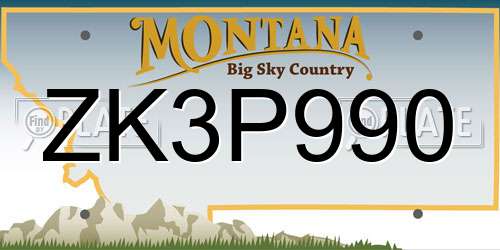 ZK3P990 Montana License Plate