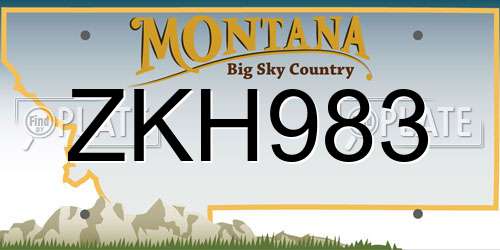 ZKH983 Montana License Plate