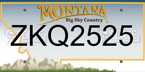 ZKQ2525 Montana License Plate