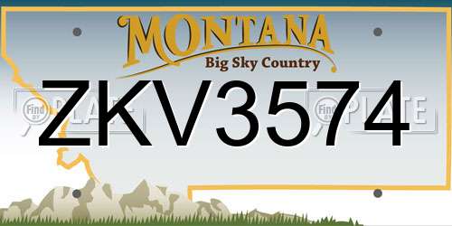 ZKV3574 Montana License Plate