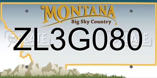 ZL3G080 Montana License Plate