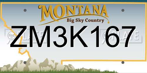 ZM3K167 Montana License Plate