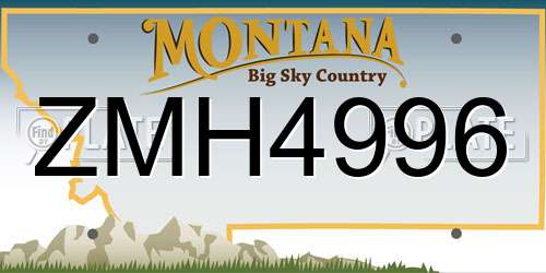 ZMH4996 Montana License Plate