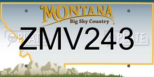 ZMV243 Montana License Plate