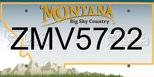 ZMV5722 Montana License Plate
