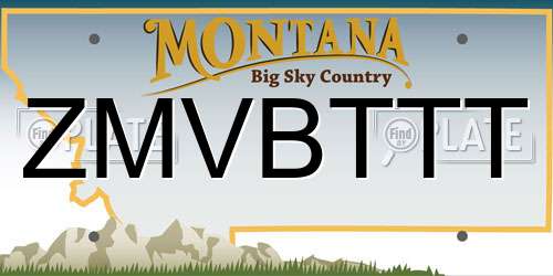 ZMVBTTT Montana License Plate