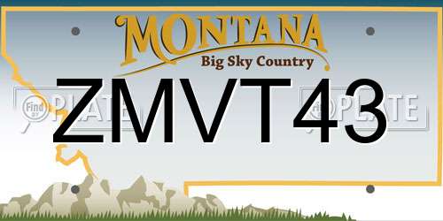 ZMVT43 Montana License Plate