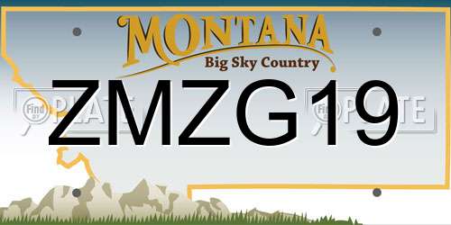 ZMZG19 Montana License Plate