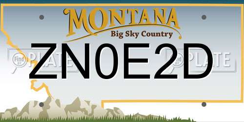 ZN0E2D Montana License Plate