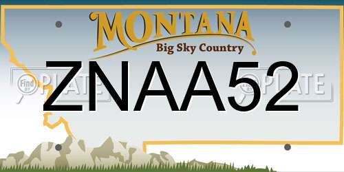 ZNAA52 Montana License Plate