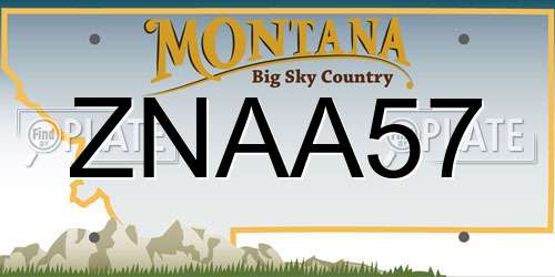 ZNAA57 Montana License Plate