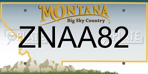 ZNAA82 Montana License Plate