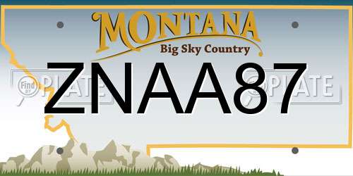 ZNAA87 Montana License Plate