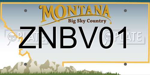 ZNBV01 Montana License Plate