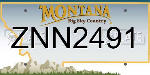ZNN2491 Montana License Plate