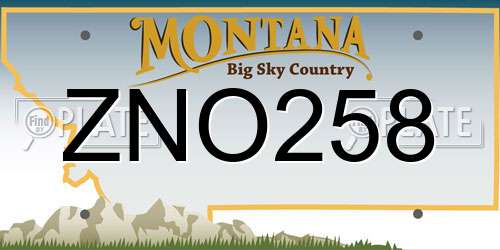 ZNO258 Montana License Plate