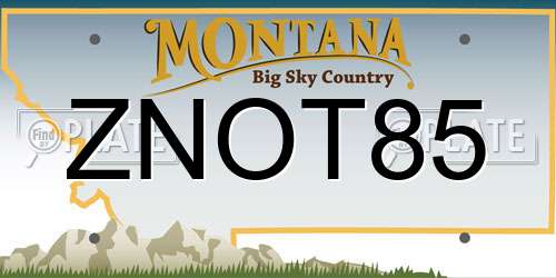 ZNOT85 Montana License Plate