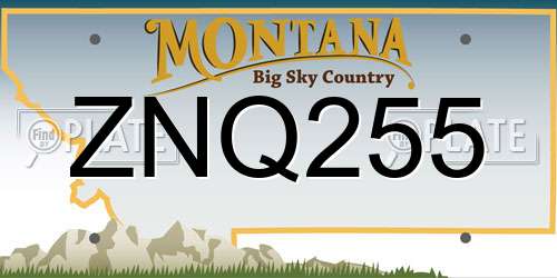 ZNQ255 Montana License Plate