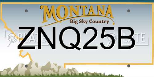 ZNQ25B Montana License Plate