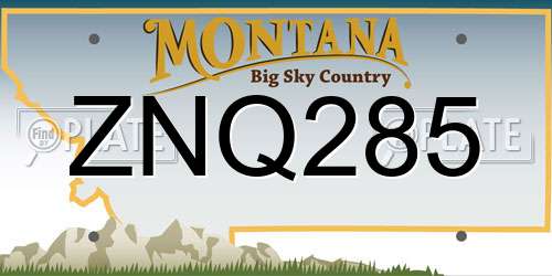 ZNQ285 Montana License Plate