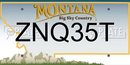 ZNQ35T Montana License Plate