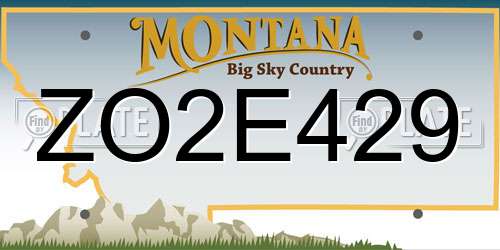 ZO2E429 Montana License Plate