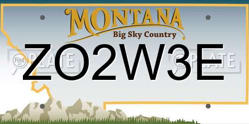 ZO2W3E Montana License Plate