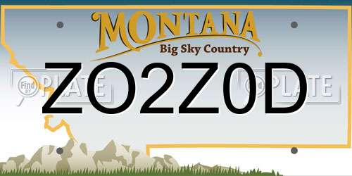 ZO2Z0D Montana License Plate
