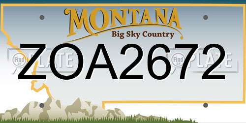 ZOA2672 Montana License Plate