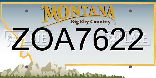 ZOA7622 Montana License Plate