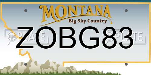 ZOBG83 Montana License Plate