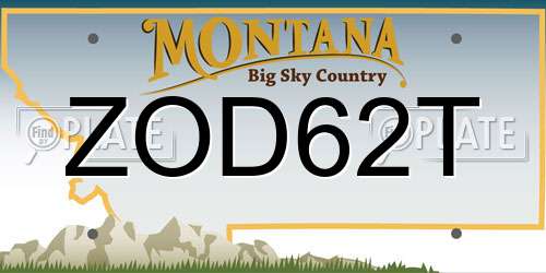 ZOD62T Montana License Plate