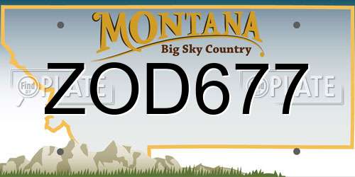 ZOD677 Montana License Plate