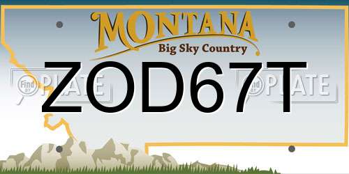 ZOD67T Montana License Plate
