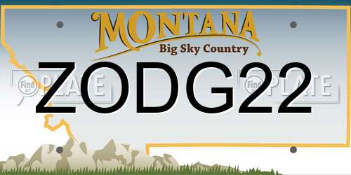 ZODG22 Montana License Plate