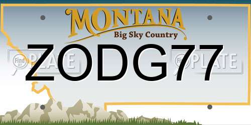 ZODG77 Montana License Plate
