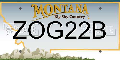 ZOG22B Montana License Plate