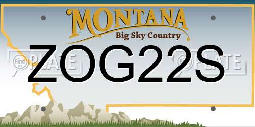 ZOG22S Montana License Plate
