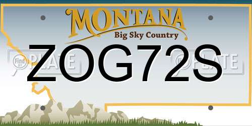 ZOG72S Montana License Plate