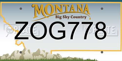 ZOG778 Montana License Plate